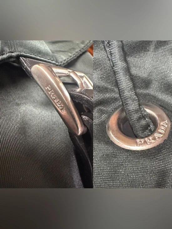 PRADA Vela Double Front Pockets Nylon Backpack Green COA & Dust Bag Medium - Picture 7 of 16